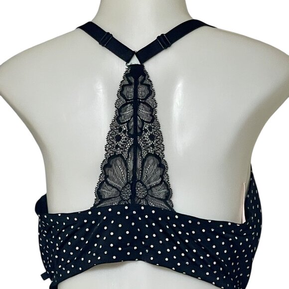 Victorias Secret 38DDD Black & White Polka Dot Push-Up Bra With Lace Racerback D - Picture 2 of 10